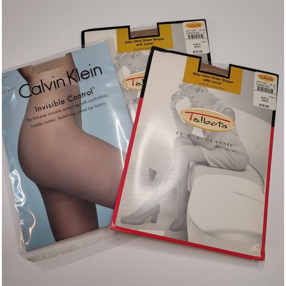 Lot 3 Womens Control Top Pantyhose Size A Calvin Klein & Talbots Sheer Shaper - Picture 1 of 3